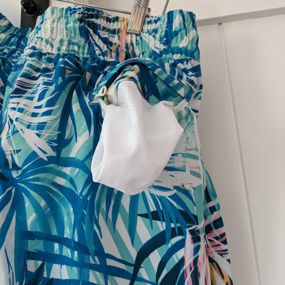 🌸 OP Ocean Pacific Board Shorts w/ Pockets & Zippers in Tropical Blue Palm NWT - Picture 5 of 8